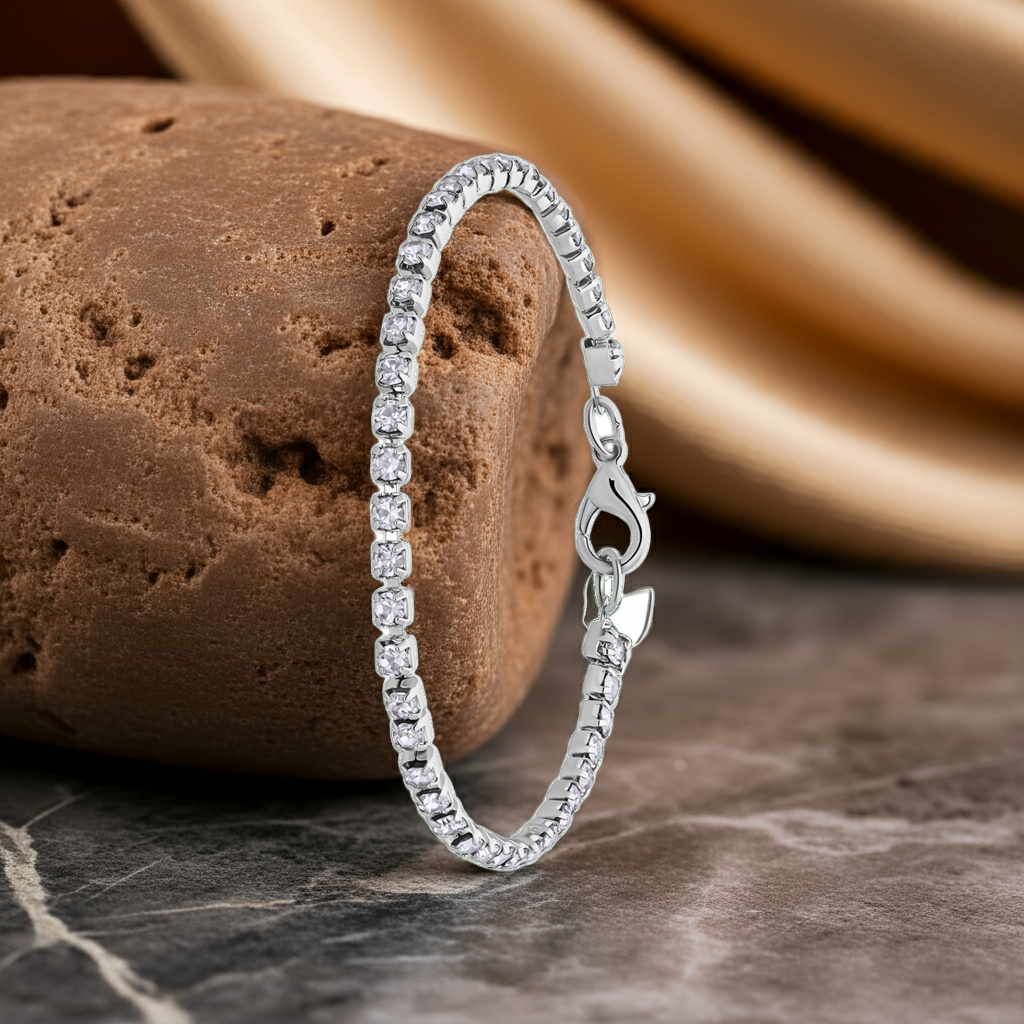 Bijoux zilverkleurige tennisarmband met witte stras