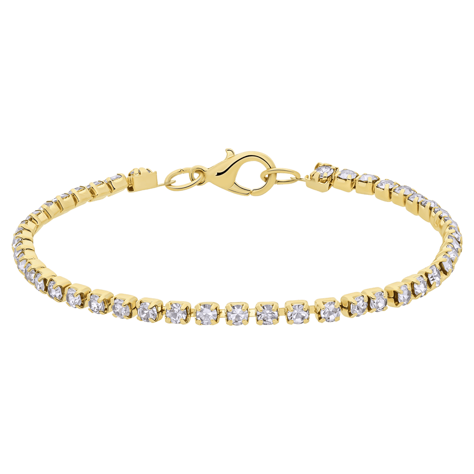 Bijoux goudkleurige tennisarmband met witte stras