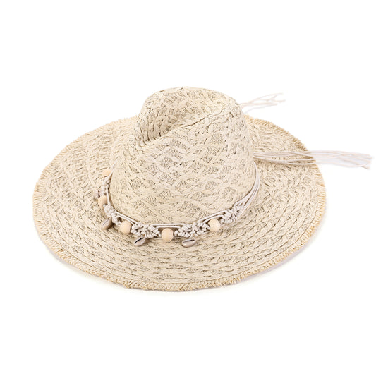 Beige/paars cowboy hoed