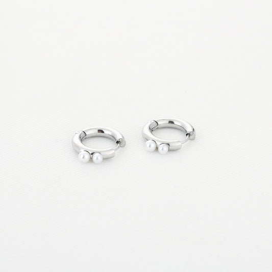 Classy Pearl Hoop Earring Silver