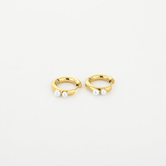 Classy Pearl Hoop Earring Gold