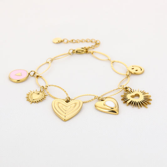 Bedels armband Roze Hart