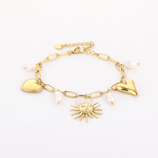 Bedels en parel armband