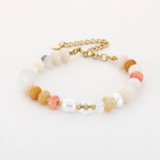 Natuurstenen armband Beige