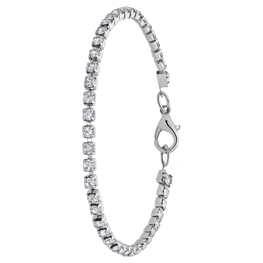 Bijoux zilverkleurige tennisarmband met witte stras