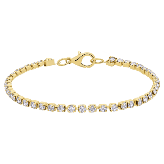 Bijoux goudkleurige tennisarmband met witte stras